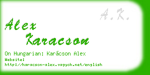 alex karacson business card